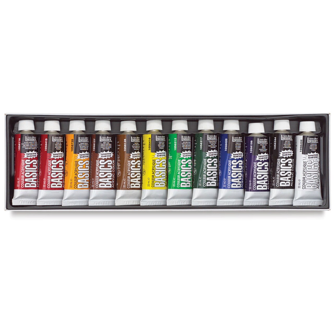 Liquitex Basics Acrylic Paints - Set of 12, Assorted Colors, 22 ml Tubes